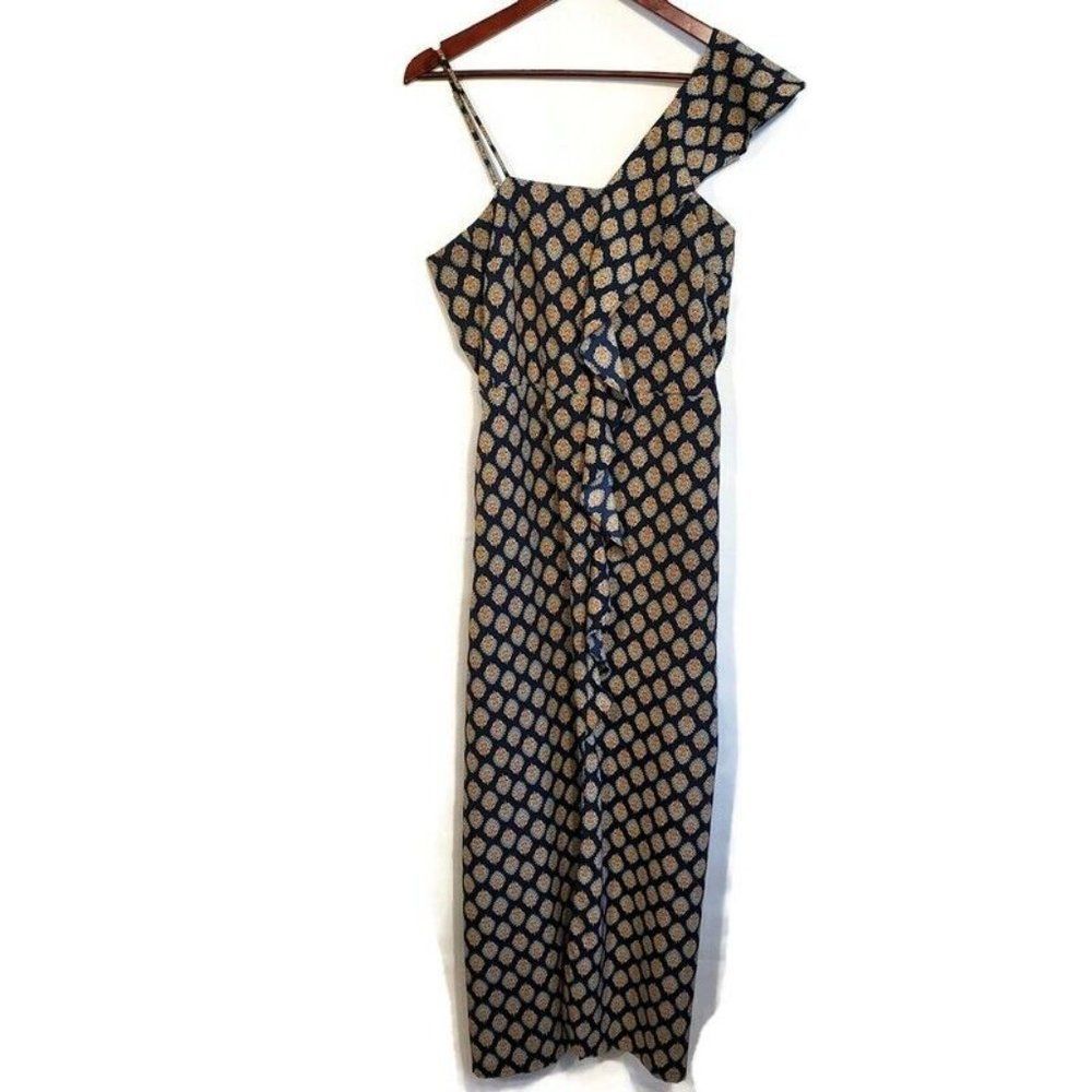 Banana Republic Factory Maxi Dress Womens Ruffle Shoulder & Front Split Hem 10